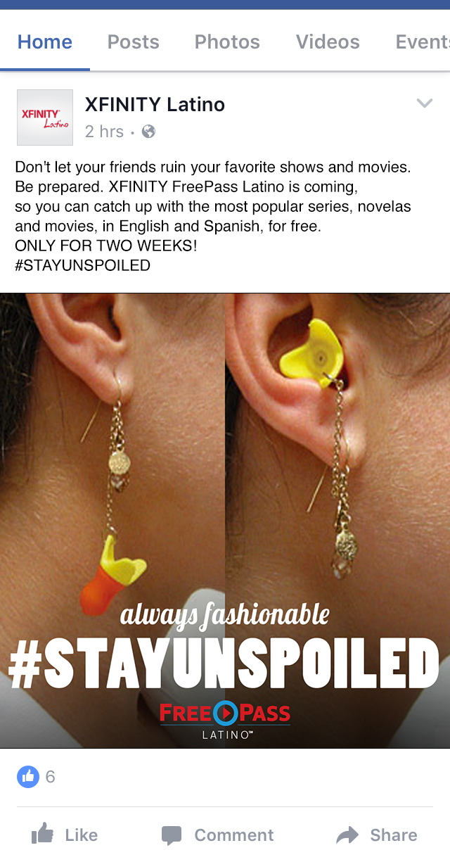 FreePass Latino ear plug earring social media post