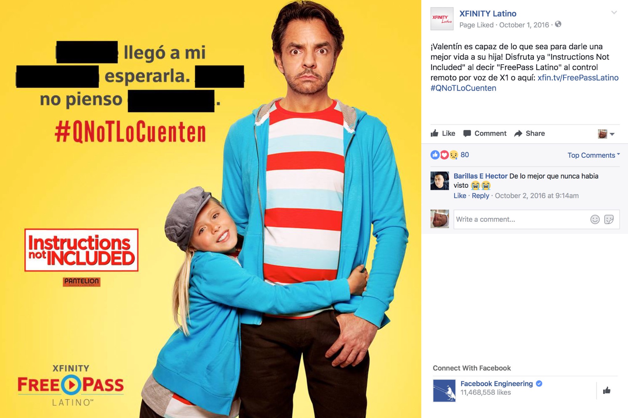FreePass Latino Instructions Not Included Facebook post